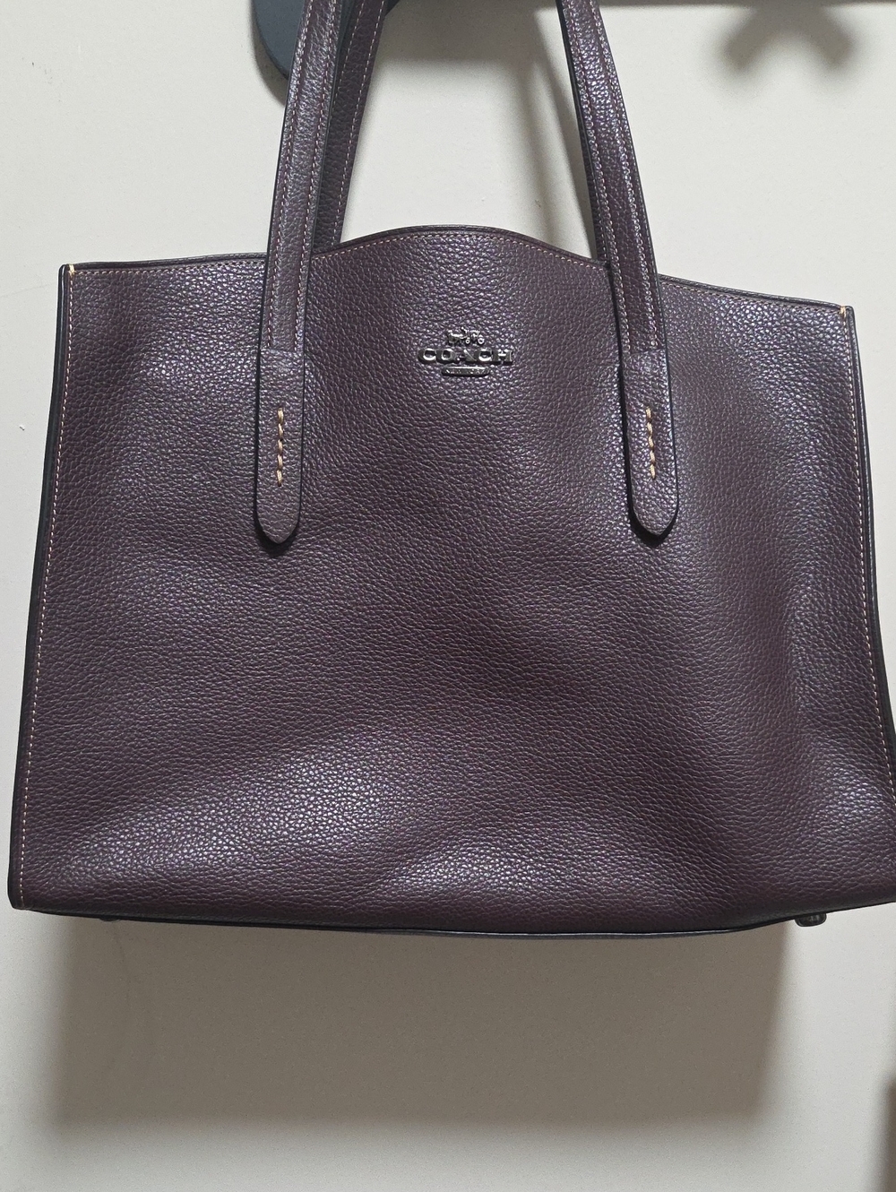 Coach Charlie 28 Carryall in Oxblood/Silver pebbled leather (Style #29529). - Picture 8 of 12